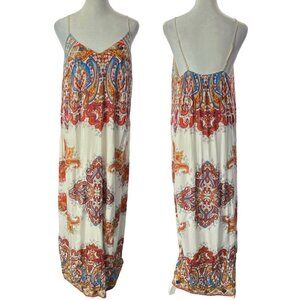 FLYING TOMATOES Maxi Dress Thin Straps V Neck Multicolor M 56-1